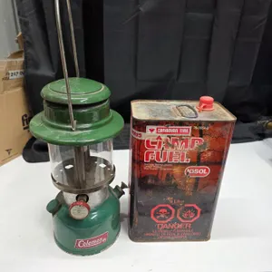 Coleman Lamp w/ Pyrex Globe & Camping Fuel (partially full)