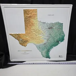 Topographical Framed Map of Texas, 1:2,000,000 Scale (Gulf of Mexico)