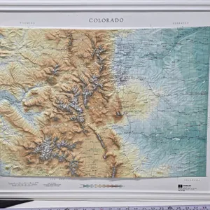Topographical Framed Map of Colorado, 1:1,000,000 Scale