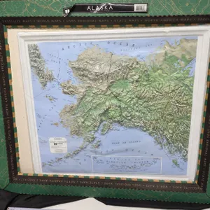 Topographical Framed Map of Alaska