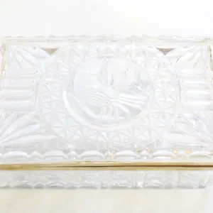 VINTAGE DIAMOND CUT CRYSTAL JEWELRY BOX
