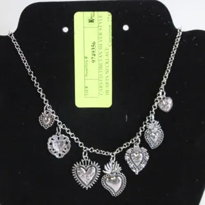 CARVED TIBETAN SILVER STYLE HEARTS NECKLACE