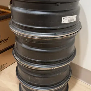 4 NTD 16x6.5 Black Steel Wheels, 5x114.3 Bolt Pattern