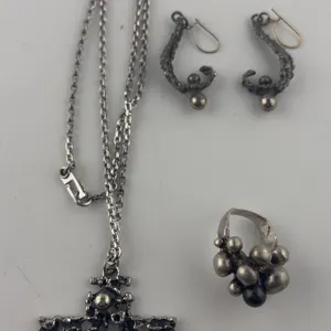 Brutalist Jewelry Lot Necklace Ring & Earrings