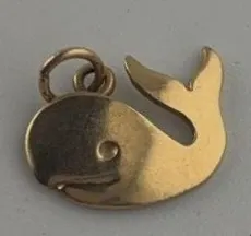 14K Gold Whale Charm Pendant 1.28g