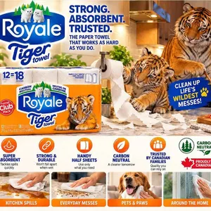 Royale Tiger Towel Paper Towels 12 Rolls Club Pack