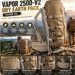Vapor 2500-V2 Dry Earth Pack Tactical Backpack Cover V25ME-V2