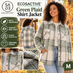 ECOSACTIVE Green Plaid Shirt Jacket M