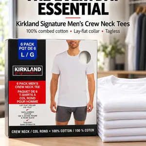 Kirkland 6 Pack Men's Crew Neck Tees L 100% Cotton
