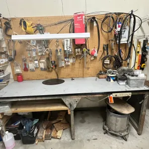 Workbench, Pegboard, and Contents