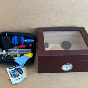 Humidor Box, Cigar Cutter and Watch Kit
