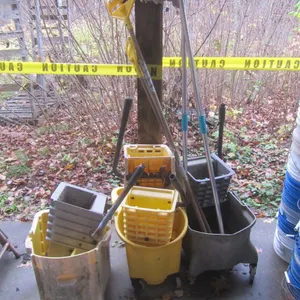 (3) Mop Buckets And (4) Mops