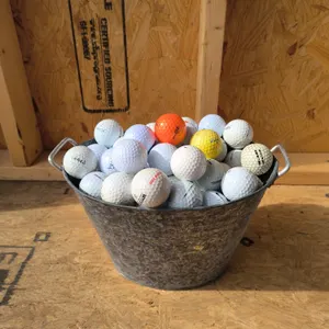 Bulk Mix Golf Balls Lot – Premium Brands Mixed with Practice Balls + Vintage Metal Pail