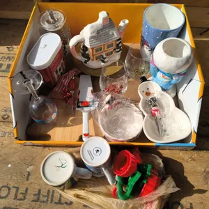 Holiday Entertaining & Decor Lot: Ceramic Teapot, Drinkware & More