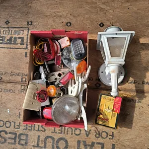 Vintage & Modern Lighting Lot: Exterior Wall Sconce, Lutron Dimmer, Automotive Lights