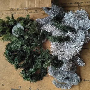 Mixed Christmas Garland, Greenery & Silver Tinsel