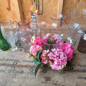 Glass Vase Collection With Faux Flowers (Assorted Styles & Sizes)
