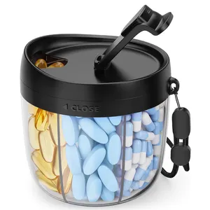 Travel Pill Dispenser with Anti-Mix Design, 7-Slot, Patented, Black New