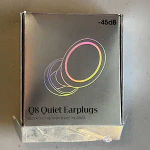 Q8 Quiet Earplugs, which are reusable, soft silicone noise-cancelling earplugs Open Box