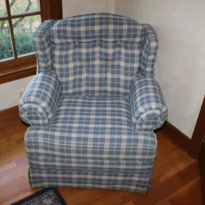 Plaid Upholstered Armchair