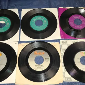6 Assorted 7" 45 RPM Vinyl Singles, Columbia, EMI, Capitol