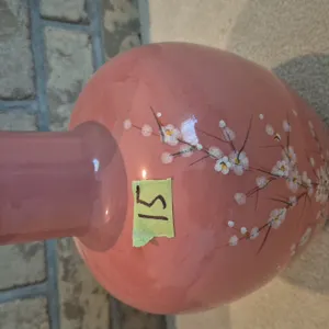 PINK CERAMIC VASE WITH CHERRY BLOSSOM PAINTING
