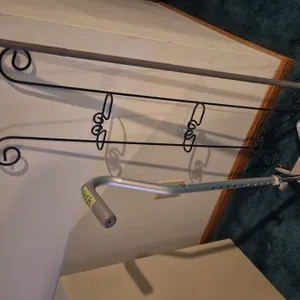CANE, SWEEPER, AND IRON PLATE RACK