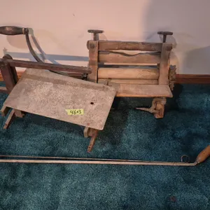 ANTIQUE SCROLLSAW, LAUNDRY STRAINER, AND SHELF GRABBER