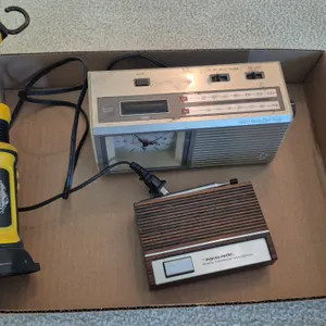 WEATHER RADIO, ALARM CLOCK WITH RADIO, AND BATTERY POWERED LIGHT