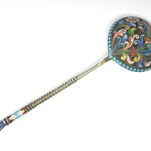 IMPERIAL RUSSIAN SILVER GILT & ENAMEL SPOON