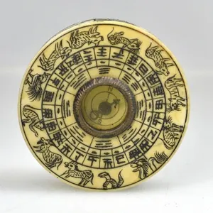 BONE CARVED CHINESE FENG SHUI COMPASS