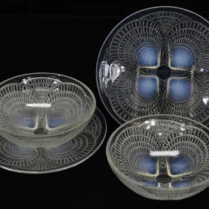 R. LALIQUE OPALESCENT COQUILLES BOWLS & PLATES