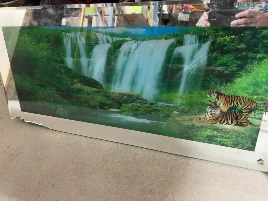 Waterfall & Tigers Glass Panel Wall Art Broken