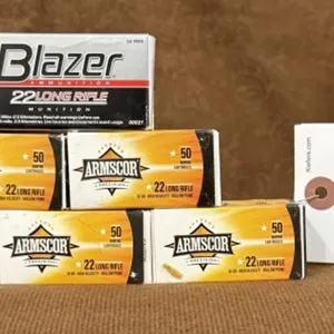 6 assorted complete boxes .22 LR ammo
